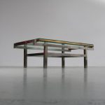 m23057 French Modernist Coffee Table in Steel and Brass, 1960