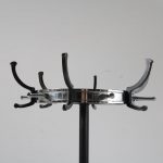 m23694 1950s Black metal with chrome free standing coat rack Jacques Adnet France