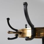 m23638 1950s Black metal with brass free standing coat rack Jacques Adnet France