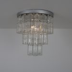 L4346 1960s Large ceiling lamp, aluminium base with glass model "Lightfall" Raak / Netherlands
