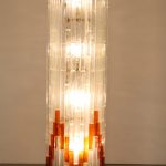 L4381 1960s Big glass floor lamp on brass foot Poliarte / Italy