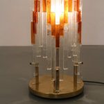 L4381 1960s Big glass floor lamp on brass foot Poliarte / Italy