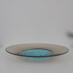 K3652 1990s Glass plate with azure blue centerpiece Tapio Wirkela Venini / Italy