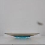 K3652 1990s Glass plate with azure blue centerpiece Tapio Wirkela Venini / Italy