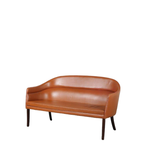 m24484 1950s Cognac leather 2-seater sofa, original Ole Wanscher J. Jeppesens / Denmark