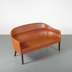 m24484 1950s Cognac leather 2-seater sofa, original Ole Wanscher J. Jeppesens / Denmark