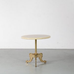 m24624 1960s Side / coffee table on heavy brass base with goat skin top Aldu Tura Italy