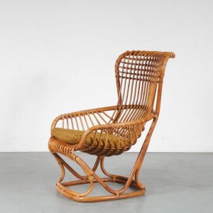 m24769 1960s Italian rattan easy chair Tito Agnoli Bonancina / Italy