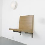 m24642-3 1970s Wall mounted seat in wood with copper nails Dom Hans van der Laan Netherlands