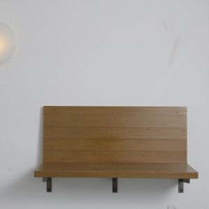 m24644-6 1970s Wall mounted bench in wood with copper nails Dom Hans van der Laan Netherlands