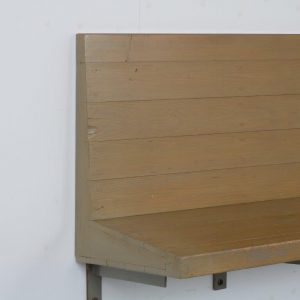 m24647 1970s Wall mounted bench in wood with copper nails Dom Hans van der Laan Netherlands