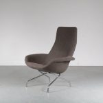 m23945 1960s Highback easy chair on chrome metal base with new upholstery Aulis Leinonen Asko Finland