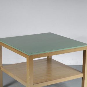 m24641 1970s Bossche School working table in wood with copper nails and green laminated top Dom Hans van der Laan Netherlands