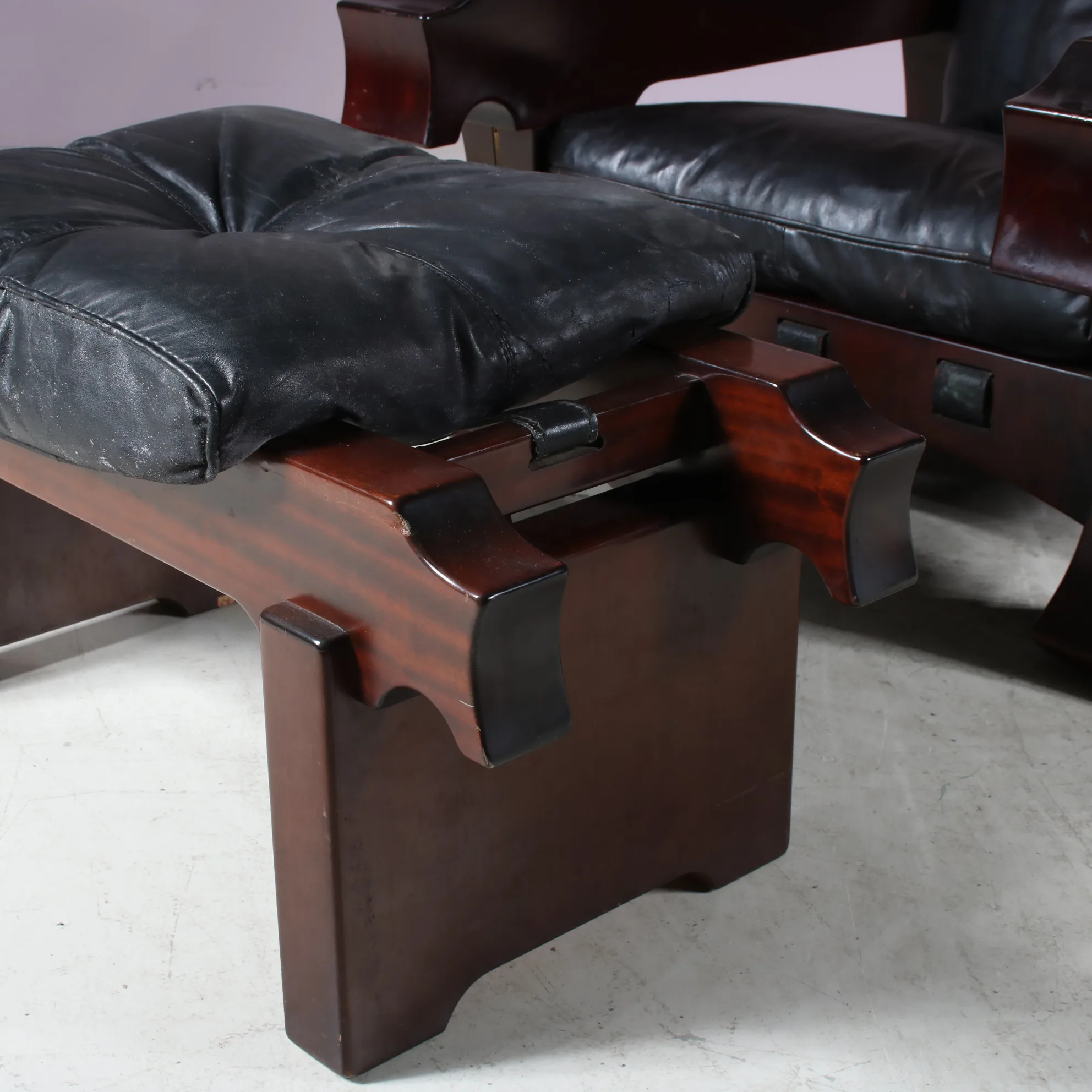 Italian Lounge Chair with Foot Stool by Luciano Frigerio, 1970