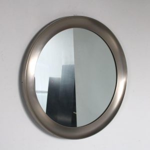 m25384 1950s "Narciso" Big round mirror with aluminium edge Sergio Mazza Artemide / Italy