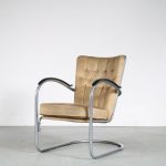 m25644 1950s Pipe frame easy chair with original upholstery model 412 W.H. Gispen Gispen, Netherlands