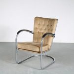 m25644 1950s Pipe frame easy chair with original upholstery model 412 W.H. Gispen Gispen, Netherlands