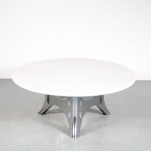 m24877 1960s Unique coffee table model Bumper in chrome with thick marble top Martin Visser Spectrum / Netherlands