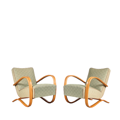 2112 4 (151) m25726 1930s set of 2 Halabala easy chairs with original upholstery Jindrich Halabala Up Zavody Tjech