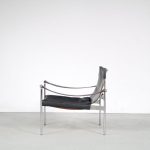 m25777 1960s Easy chair on chrome metal base with black neck leather upholstery Hans Könecke Tecta, Germany