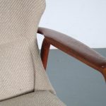 m25594 1950s 3-Seater sofa in oak with new upholstery Aksel Bender Madsen Bovenkamp, Netherlands