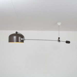 L4717 1970s Brown with chrome metal counter balance lamp J Hoogervorst Anvia / Netherlands