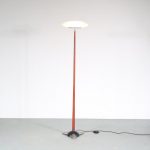 L4891 1990s 1st Edition PAO floor lamp in cherry wood with milk glass foot and hood Matteo Thun Arteluce, Italy
