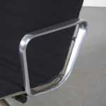 INC114 1970s Eames EA124 chair in black hopsack with aluminium frame, Vitra Germany