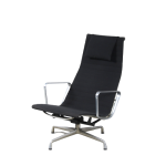 INC114 1970s Eames EA124 chair in black hopsack with aluminium frame, Vitra Germany