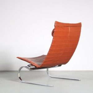 m25882 1960s Pair of highback easy chairs on chrome metal base with leather upholstery model PK20 Poul Kjaerholm E. Kold Christensen, Denmark