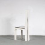 m26033 1980s Set of 8 dining chairs on white wooden base with white leather seat Pietro Costantini Ello, Italy