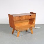 m26122 1950s Small bar cabinet on plywooden base with glass drop down door Cor Alons de Boer Gouda, Netherlands