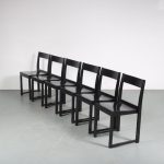m26143 1930s Set of 6 black wooden "Orchestra" chairs for Helsingborg theater Sven Markelius Sweden