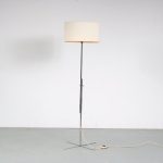 L4738 1950s Floor lamp, chrome metal base with fabric hood Hans Eichenberger Keller Metalbau / Germany