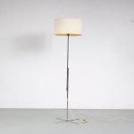 L4738 1950s Floor lamp, chrome metal base with fabric hood Hans Eichenberger Keller Metalbau / Germany