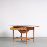 INC120 1950s Oak sewing box / table with two drop leaf extensions, Hans J Wegner, Andreas Tuk Denmark