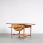 INC120 1950s Oak sewing box / table with two drop leaf extensions, Hans J Wegner, Andreas Tuk Denmark