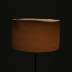L5056 1950s Minimalist floor lamp in chrome plated metal with fabric hood Hans Eichenberger Keller Metalbau, Germany