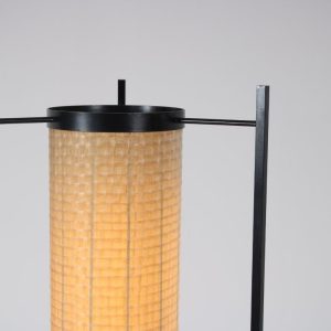 L5048 1950s "ST46" Floor lamp on black metal base with cylinder fiberglass hood Kho Liang Ie Artifort, Netherlands