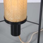 L5048 1950s "ST46" Floor lamp on black metal base with cylinder fiberglass hood Kho Liang Ie Artifort, Netherlands