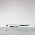 m26431 1960s Rectangular coffee table on chrome metal base with thick glass top Preben Fabricius & Jorgen Kastho Kill International, Germany