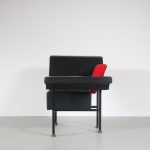 m26269 1980s "Groeten uit Holland" chair with leather and fabric upholstery Rob Eckhardt Pastoe, Netherlands