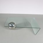 m26472 1970s Coffee table model "Globe", bent glass with chrome metal ball Giorgio Cattelan Cattelan Italia