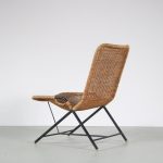 INC134 1950s Rattan easy chair on black metal base, model 587, by Dirk van Sliedregt from the Netherlands