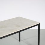 m26467 1950s Dining table on black metal base with marble top Florence Knoll style