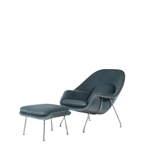 m26466 1950s Easy chair model Womb + foot stool Eero Saarinen Knoll international USA