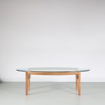 m26505 1960s Oval coffee table on rosewooden base with thick glass top Ib Kofod Larsen Fröschen Sitform, Germany