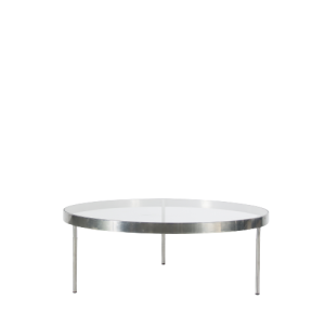 INC130 1950s Round chrome metal coffee table with clear glass top, Jannie van Pelt, Netherlands