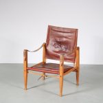 m26569 1950s Safari chair, oak frame with leather upholstery Kaare Klint Rud Rasmussen, Denmark
