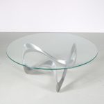 m26503 1970s "Snake" coffee table in aluminium with clear glass Knut Hesterberg Ronald Schmitt, Denmark